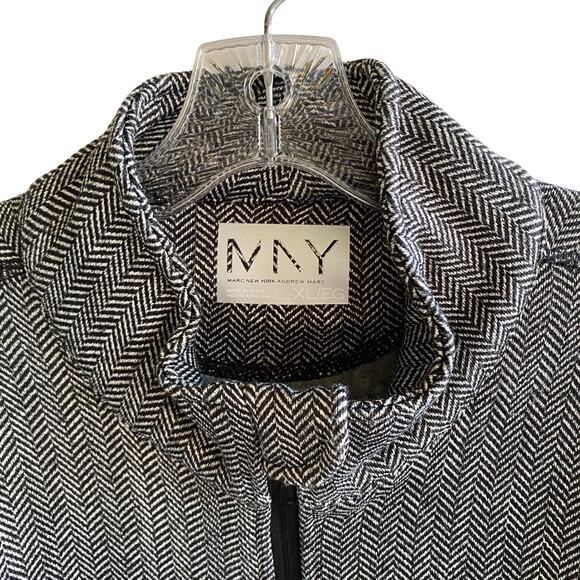 ANDREW MARC NY XL Herringbone Zip Jacket Blazer Contrast Stretch Side Panels - Picture 3 of 11